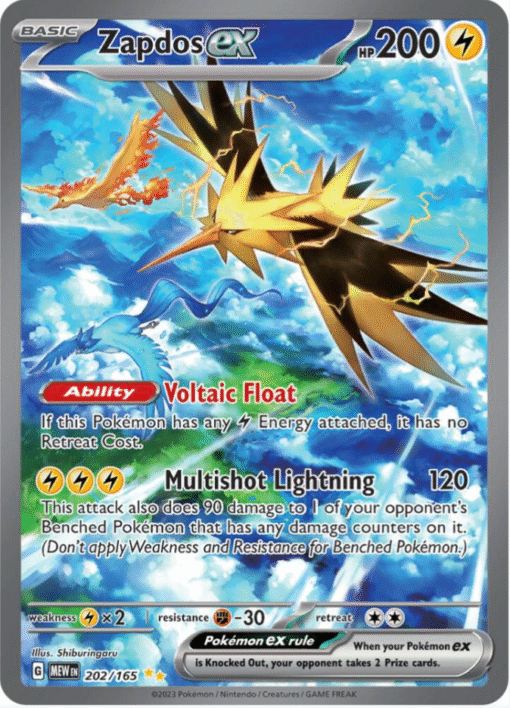 2023 Pokemon Scarlet & Violet 151 Zapdos ex 202/165 Holo SIR NM